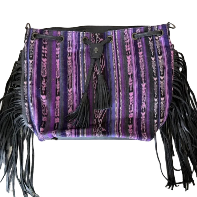 ALI'S STASH - DRAWSTRING FRINGE BUCKET BAG - CORTE - BLACK - NO. 24213