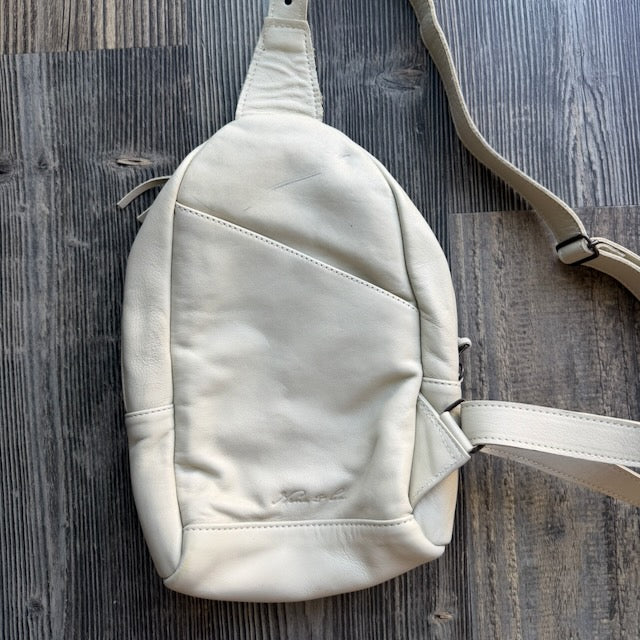 ALI'S STASH - CROSSBODY SLING - EMBROIDERED LEATHER - BONE - NO. A-10026