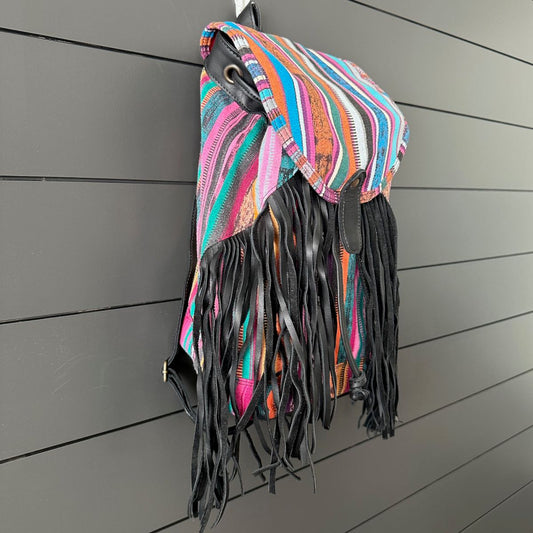 FRINGE BACKPACK - OOAK CORTE - BLACK - NO. 24166