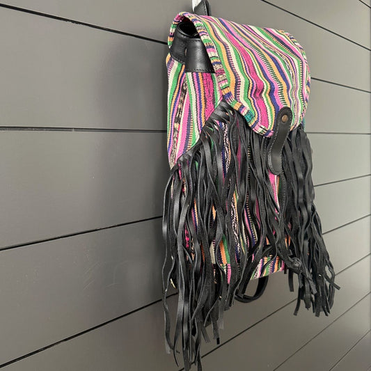 FRINGE BACKPACK - OOAK CORTE - BLACK - NO. 24171