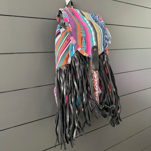 FRINGE BACKPACK - OOAK CORTE - BLACK - NO. 24175