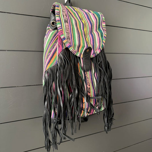 FRINGE BACKPACK - OOAK CORTE - BLACK - NO. 24178
