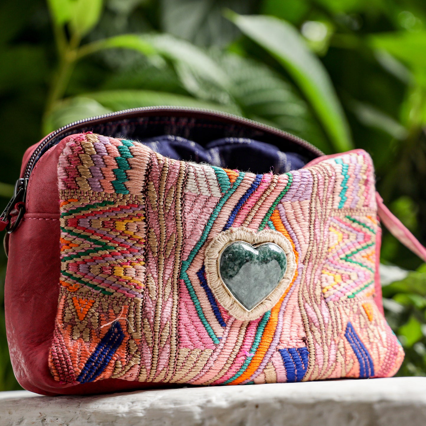 ♡ WANDER CROSSBODY BAG + STRAP SET - HEART JADE ♡ - OOAK HUIPIL - JAZZY - NO. 19481