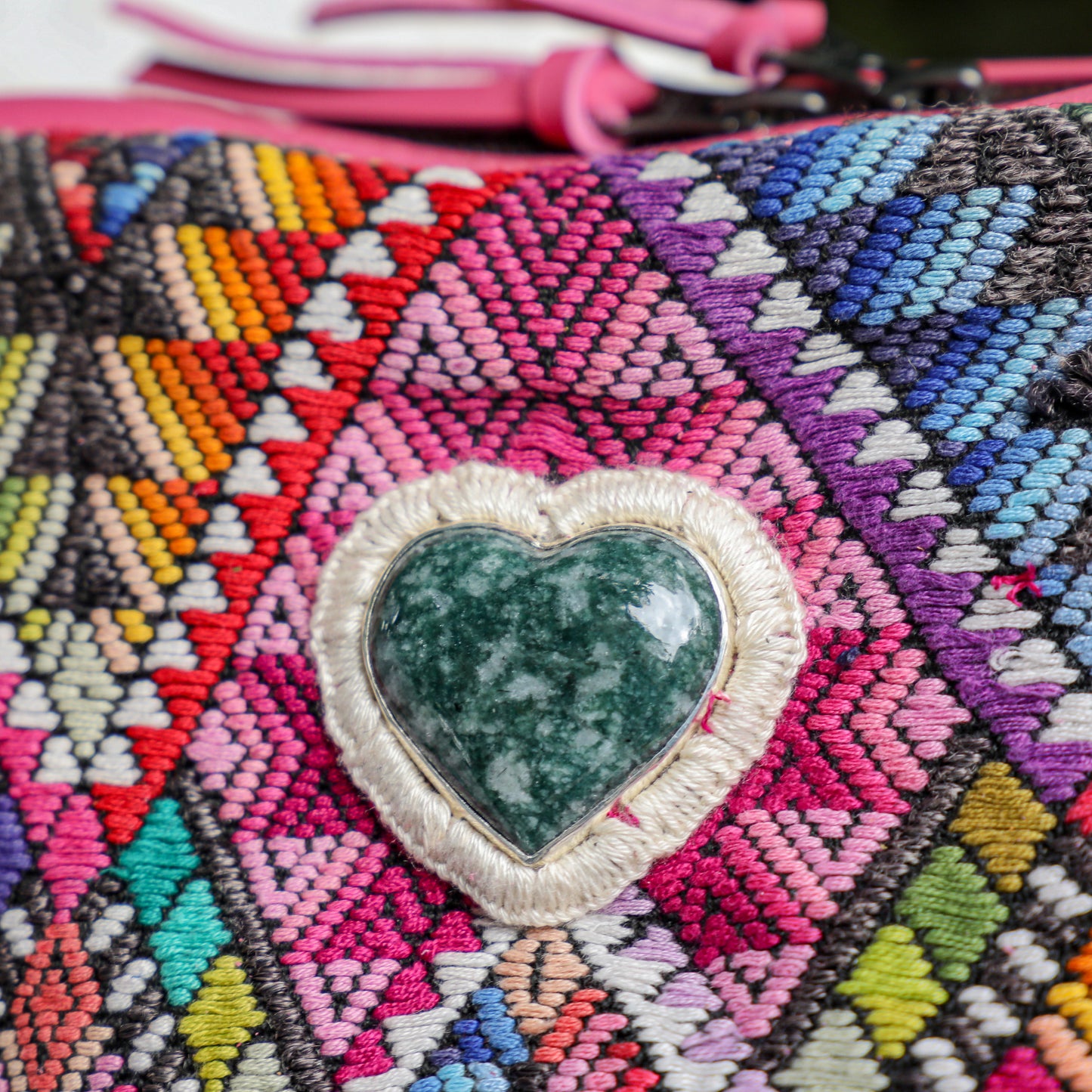 ♡ WANDER CROSSBODY BAG + STRAP SET - HEART JADE ♡ - OOAK HUIPIL - JAZZY - NO. 19482