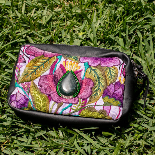 WANDER CROSSBODY BAG + STRAP SET - OOAK HUIPIL WITH JADE - BLACK - NO. 16726