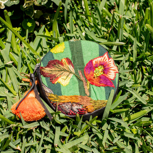 CIRCLE COIN PURSE - OOAK HUIPIL - BLACK - NO. 16731