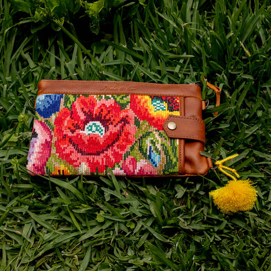 EVERYTHING CLUTCH - OOAK FLORAL HUIPIL - CAFE - NO. 16729