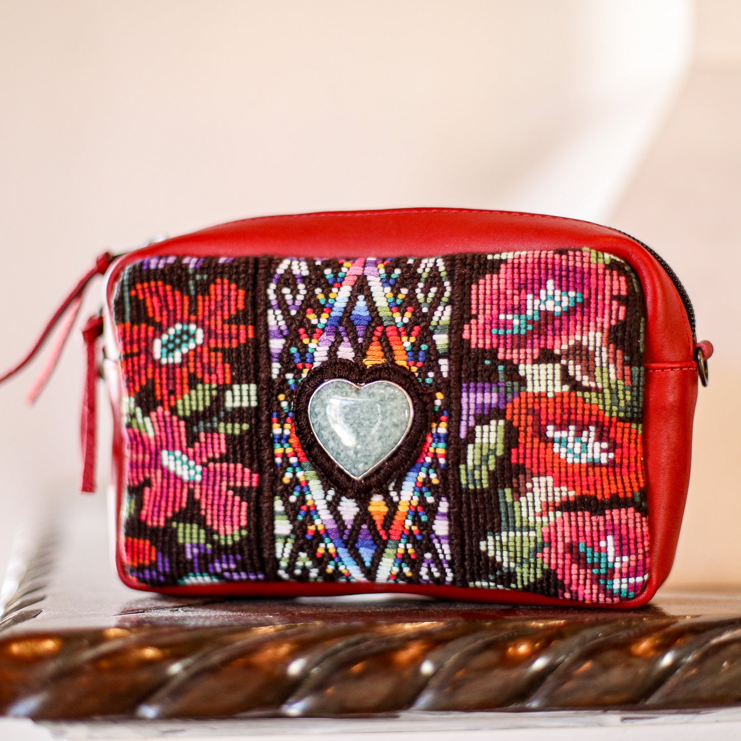 ♡ WANDER CROSSBODY BAG + STRAP SET - HEART JADE ♡ - OOAK HUIPIL - CHILI PEPPER - NO. 19679