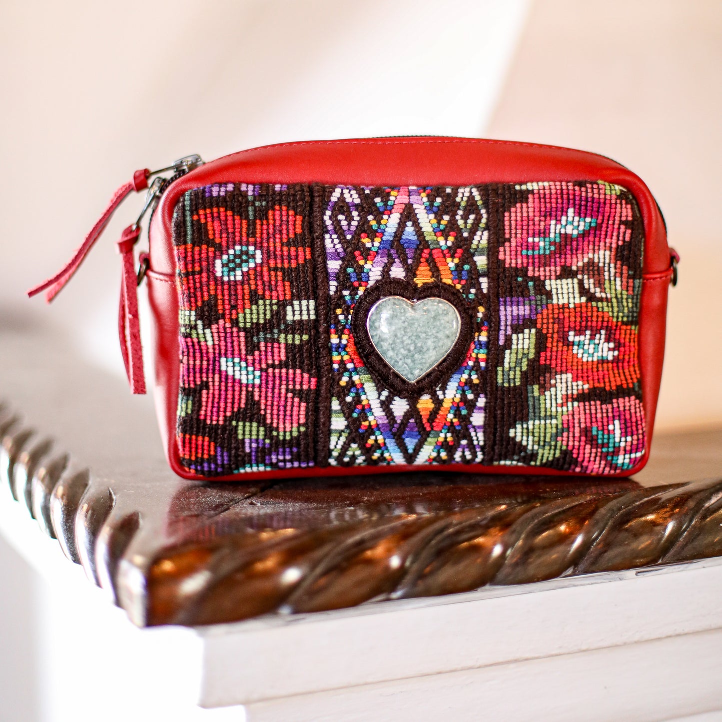 ♡ WANDER CROSSBODY BAG + STRAP SET - HEART JADE ♡ - OOAK HUIPIL - CHILI PEPPER - NO. 19679