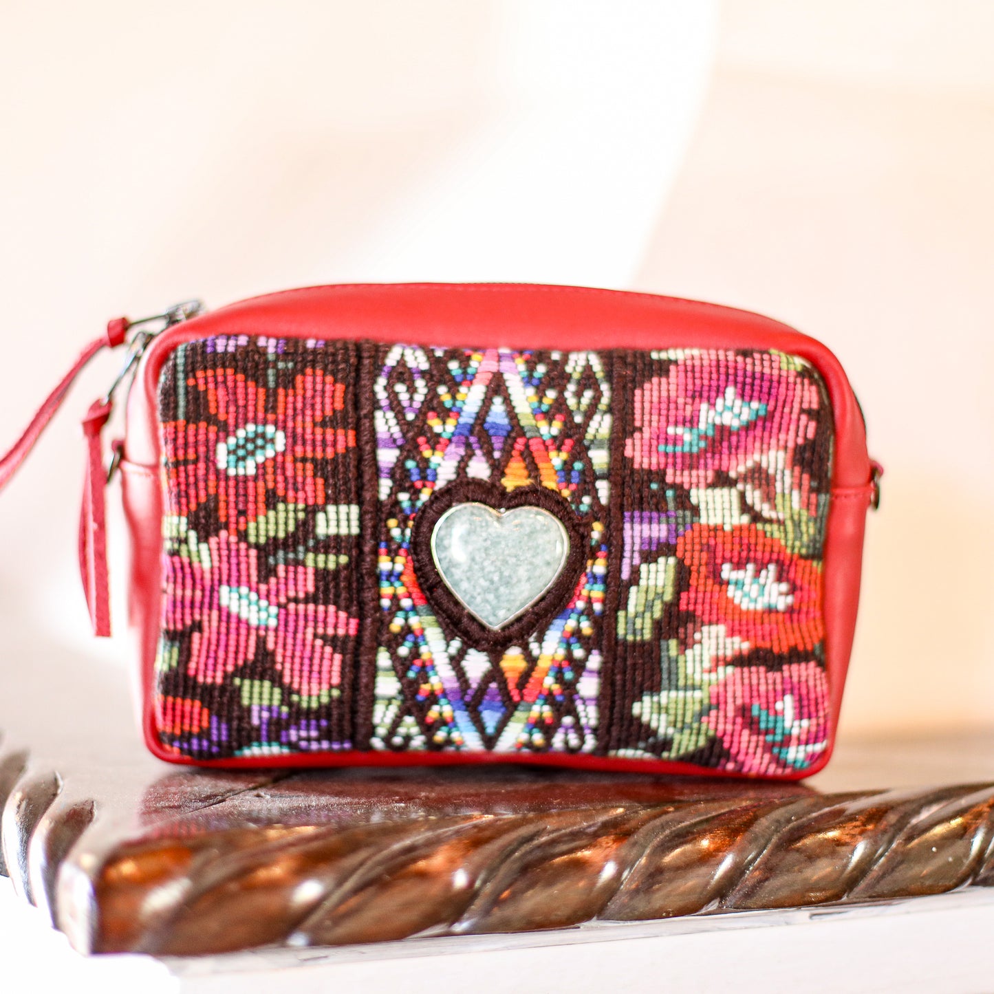 ♡ WANDER CROSSBODY BAG + STRAP SET - HEART JADE ♡ - OOAK HUIPIL - CHILI PEPPER - NO. 19679