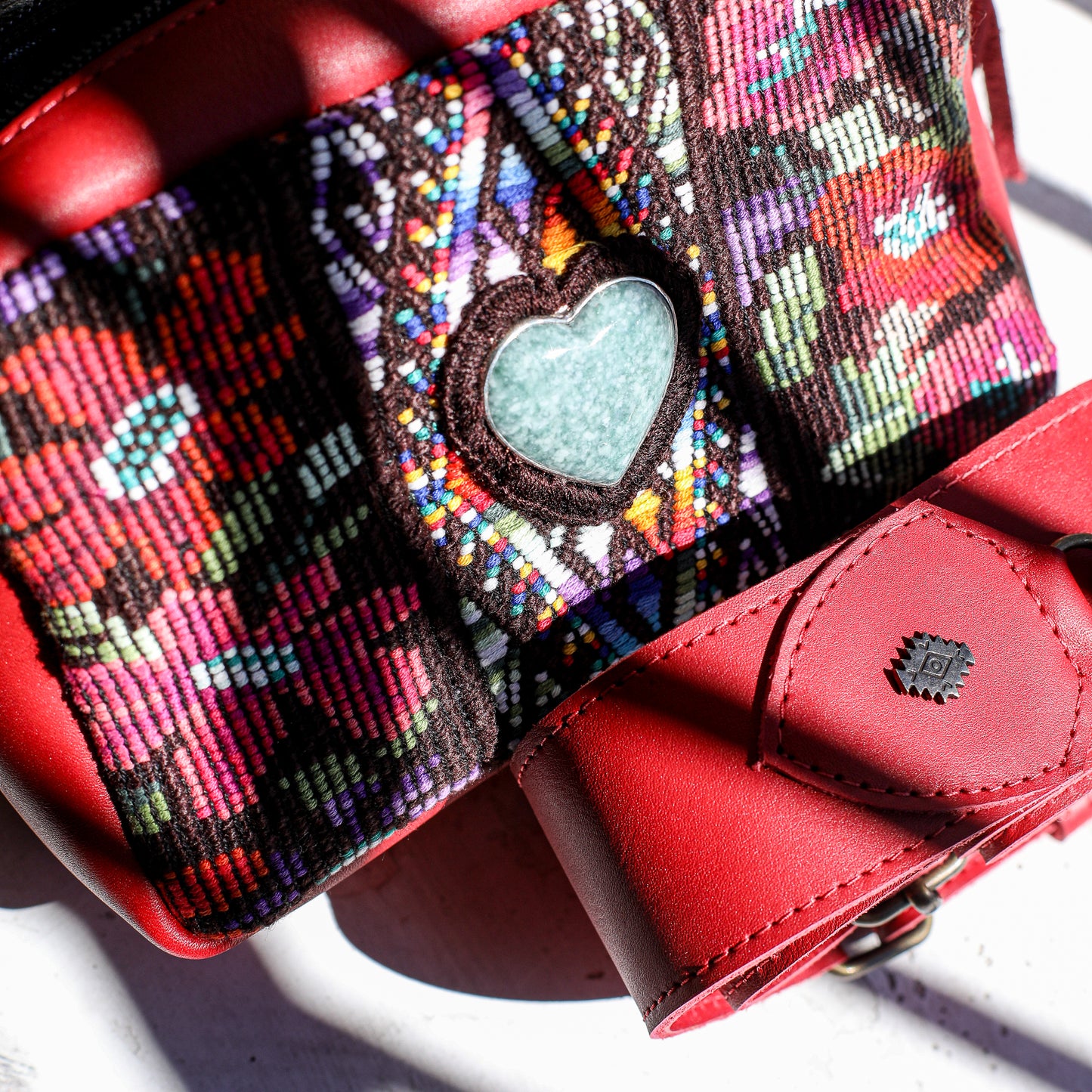 ♡ WANDER CROSSBODY BAG + STRAP SET - HEART JADE ♡ - OOAK HUIPIL - CHILI PEPPER - NO. 19679