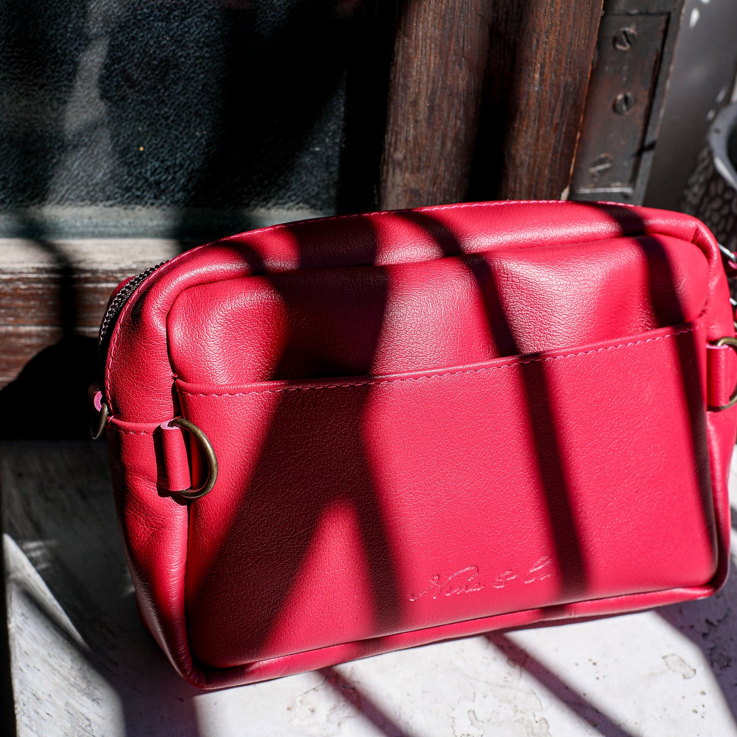 ♡ WANDER CROSSBODY BAG + STRAP SET - HEART JADE ♡ - OOAK HUIPIL - RASPBERRY - NO. 19677