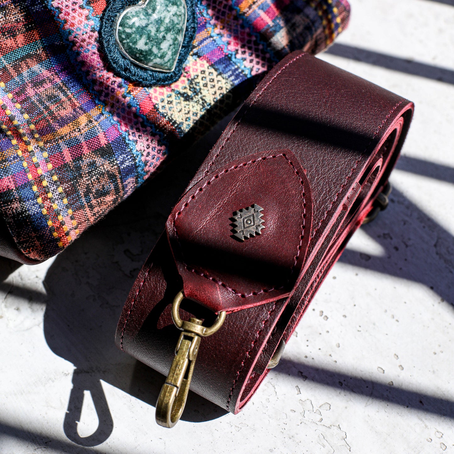 ♡ WANDER CROSSBODY BAG + STRAP SET - HEART JADE ♡ - CORTE - VINO TINTO - NO. 19675