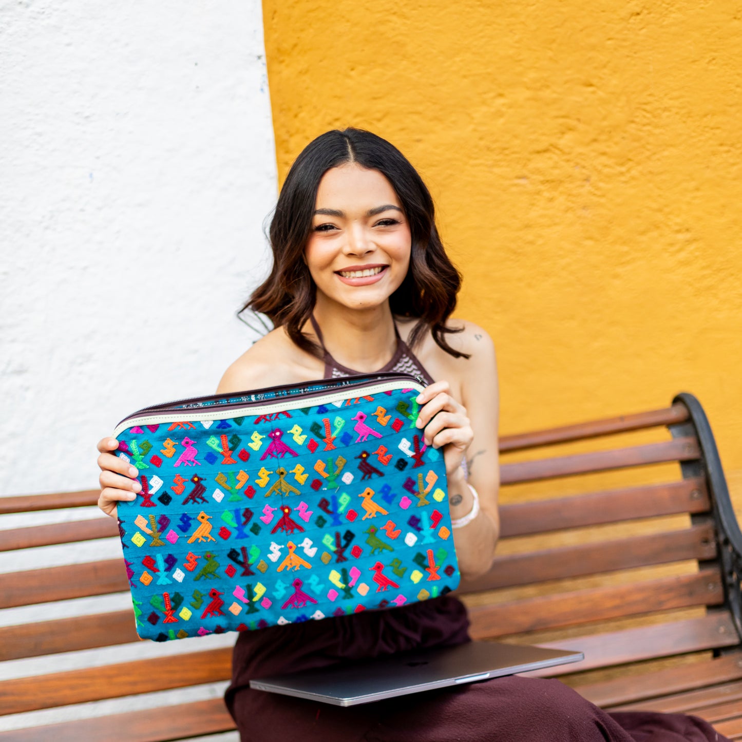 LAPTOP CASE 16" - OOAK HUIPIL - PISTACHO - NO. 18411