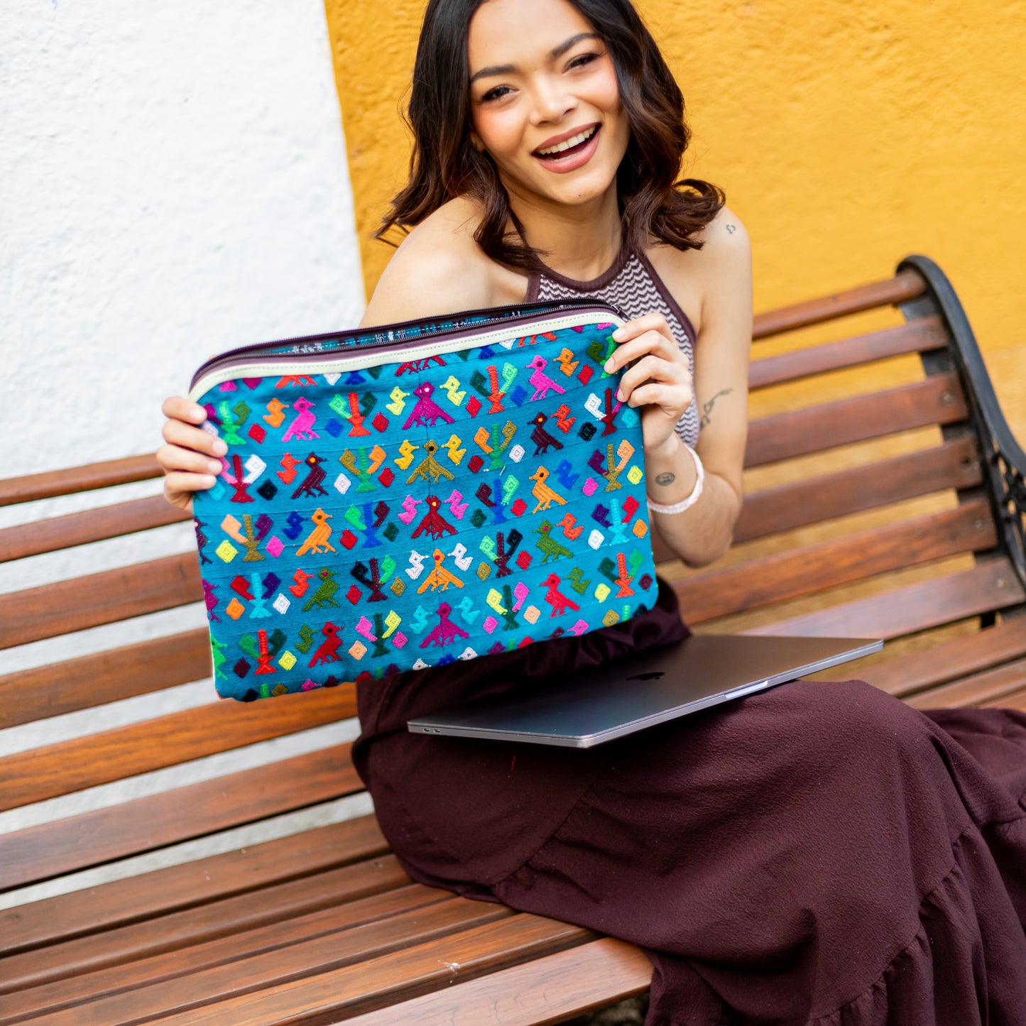 LAPTOP CASE 16" - OOAK HUIPIL - PISTACHO - NO. 18411