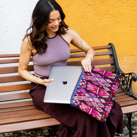 LAPTOP CASE 16" - OOAK HUIPIL - COBALT - NO. 18423