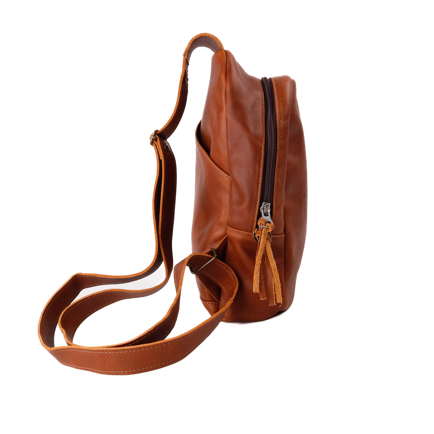 CROSSBODY SLING - FULL LEATHER - NEW MOON ICON - CAFE