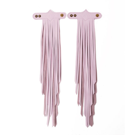 DIAMANTE FRINGE TASSELS - LAVENDER LEATHER - SET OF 2