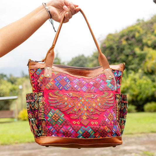 THE MEDIUM PERFECT BAG - OOAK HUIPIL - CAFE - NO. 16664