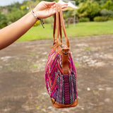 THE MEDIUM PERFECT BAG - OOAK HUIPIL - CAFE - NO. 16666
