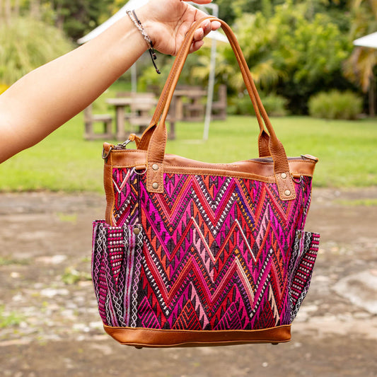 THE MEDIUM PERFECT BAG - OOAK HUIPIL - CAFE - NO. 16666