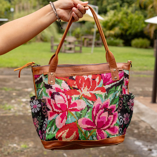 THE MEDIUM PERFECT BAG - OOAK HUIPIL - CAFE - NO. 16663