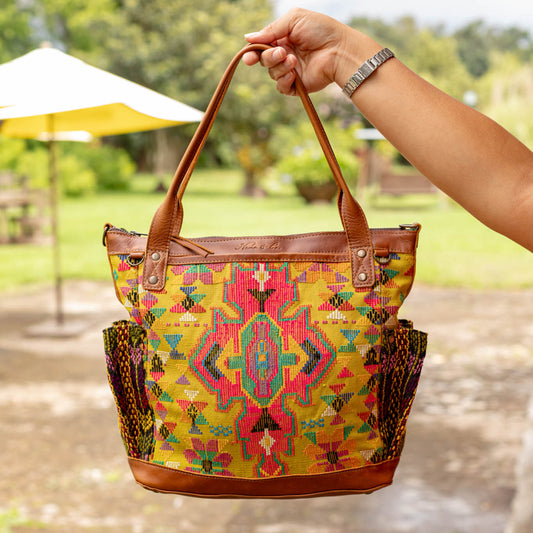 THE MEDIUM PERFECT BAG - OOAK HUIPIL - CAFE - NO. 16665