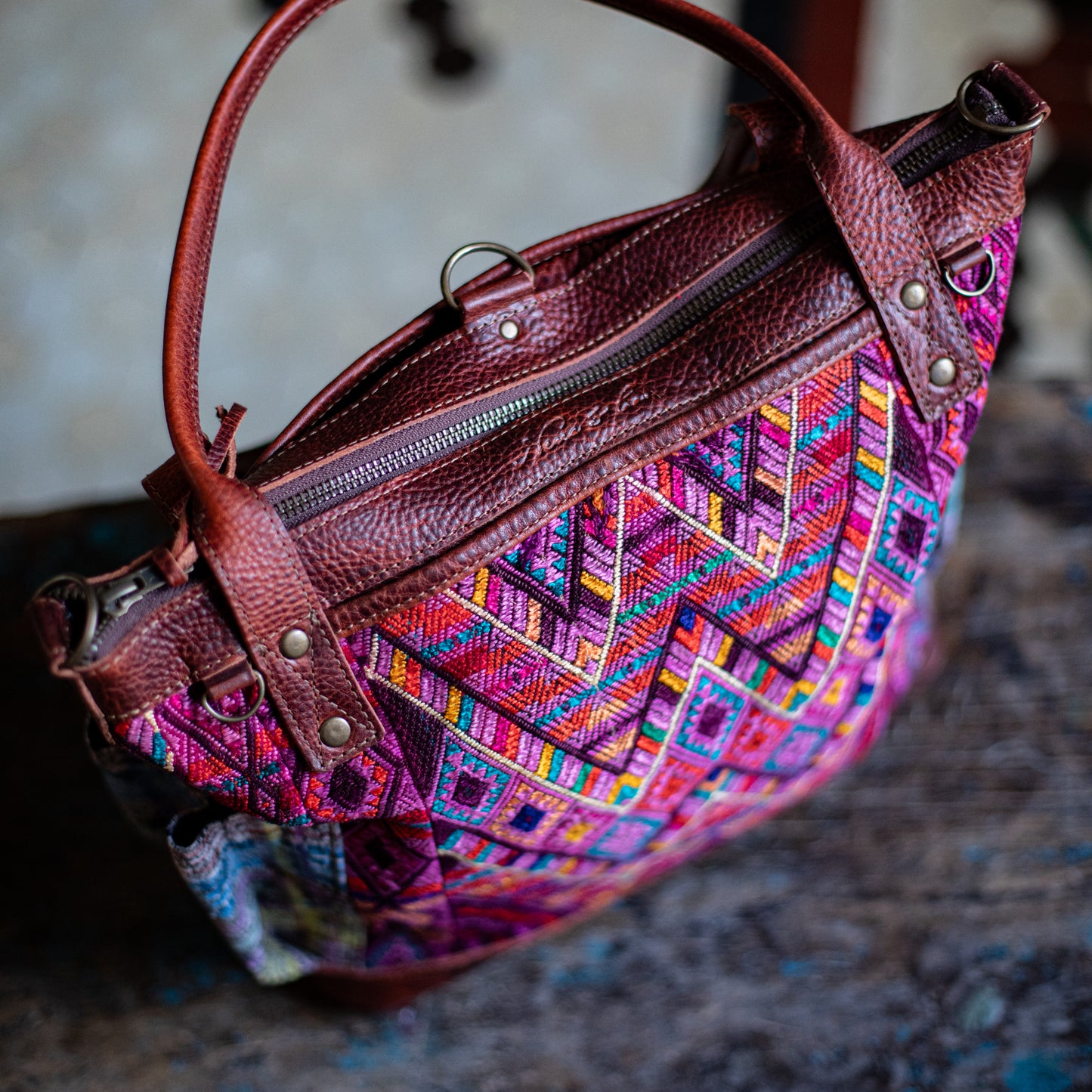 THE MEDIUM PERFECT BAG - OOAK HUIPIL - COPPER - NO. 17753