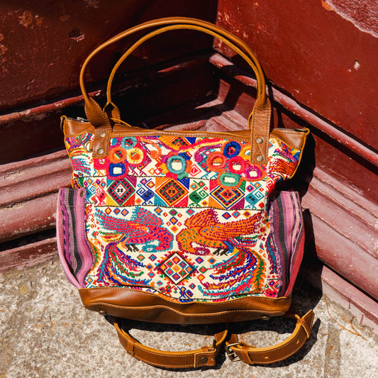 THE MEDIUM PERFECT BAG - OOAK HUIPIL - CAFE - NO. 15711