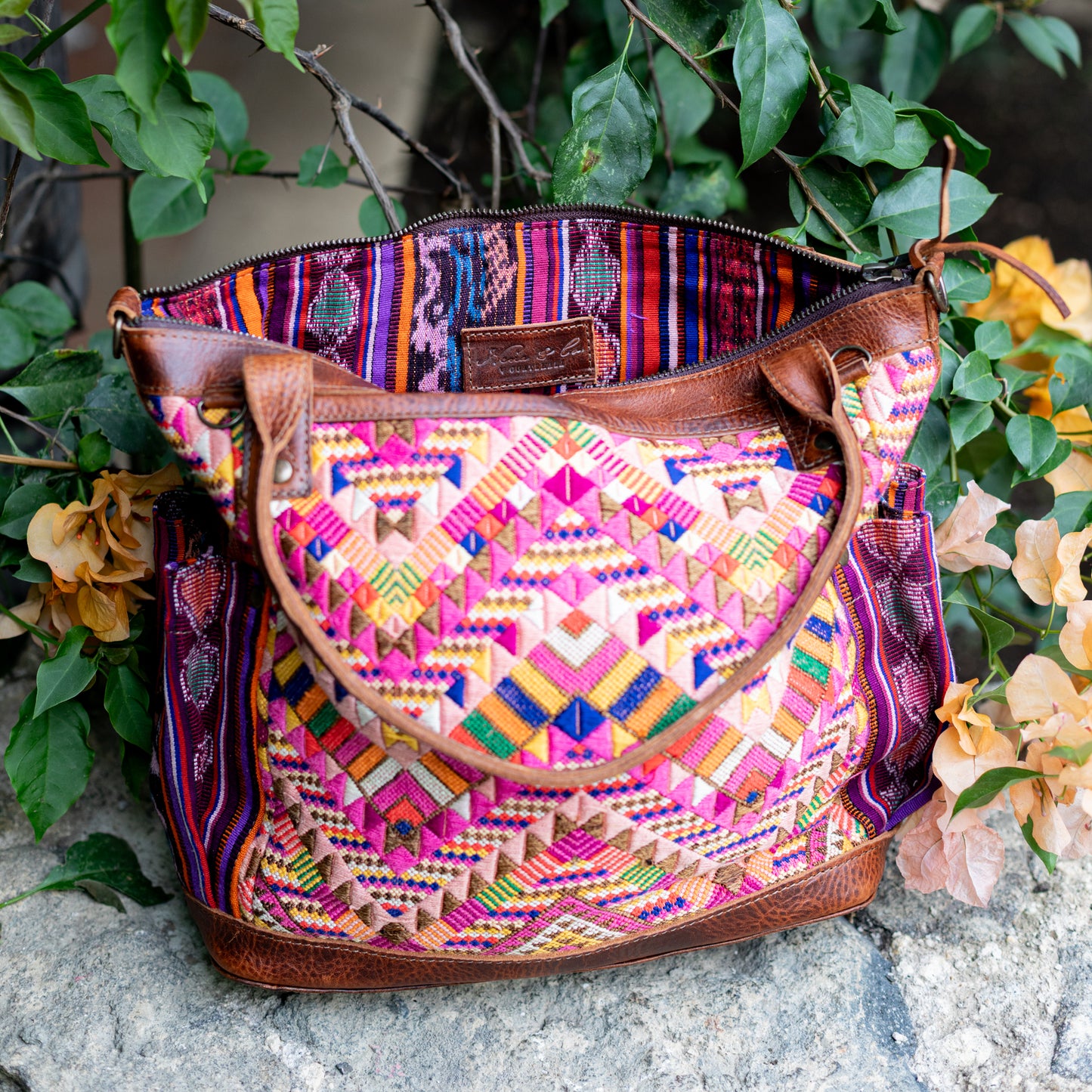 THE MEDIUM PERFECT BAG - OOAK HUIPIL - HONEY - NO. 17683 **SHIP WINDOW**