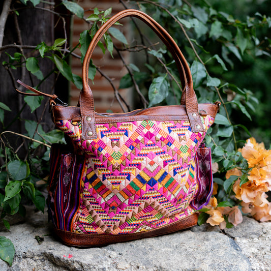 THE MEDIUM PERFECT BAG - OOAK HUIPIL - HONEY - NO. 17683