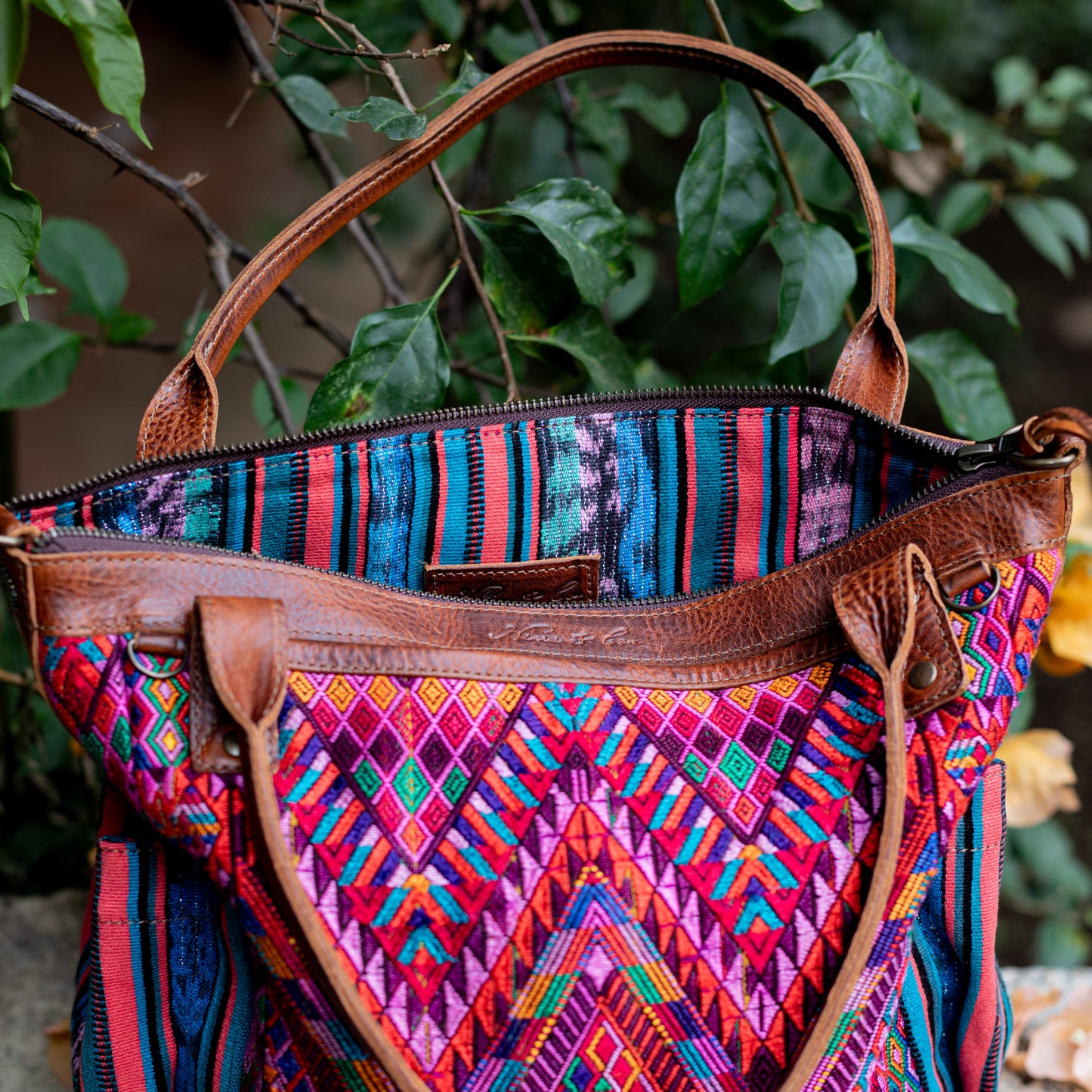 THE MEDIUM PERFECT BAG - OOAK HUIPIL - HONEY - NO. 17680 **SHIP WINDOW**