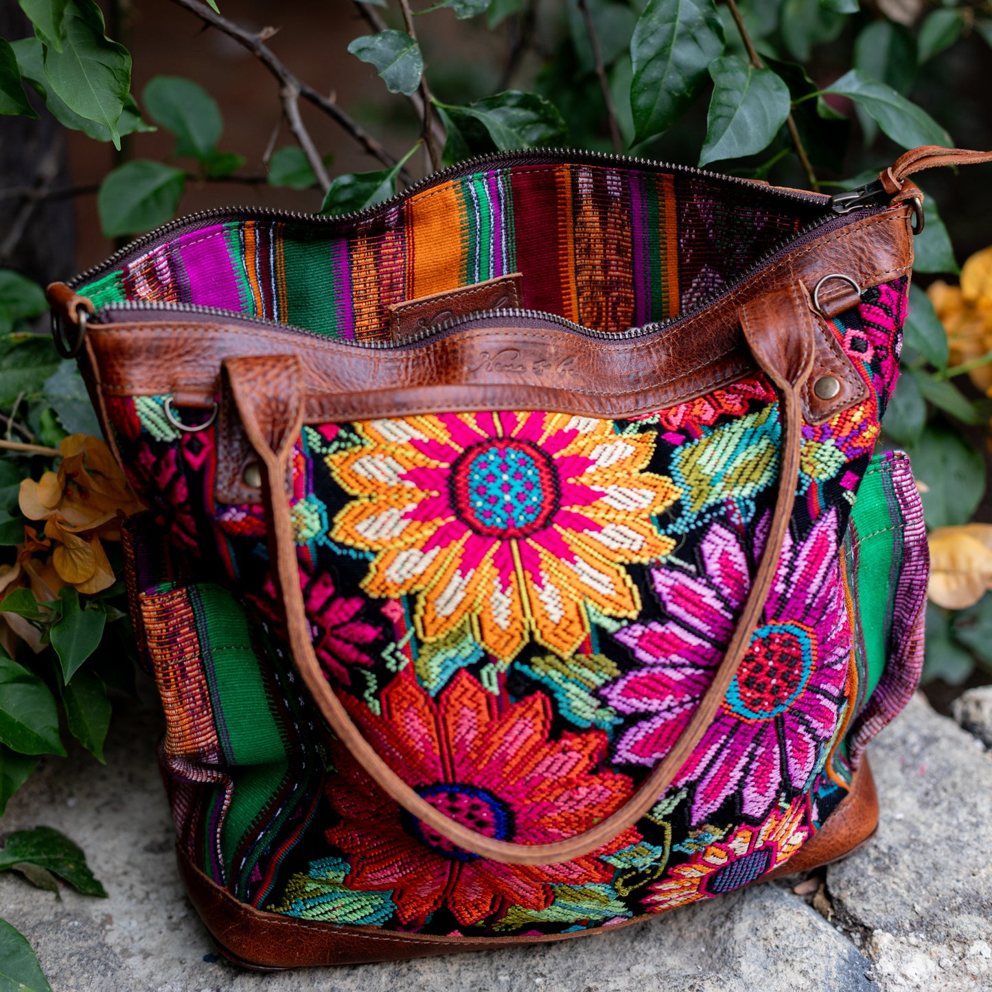 THE MEDIUM PERFECT BAG - OOAK HUIPIL - HONEY - NO. 17681 **SHIP WINDOW**