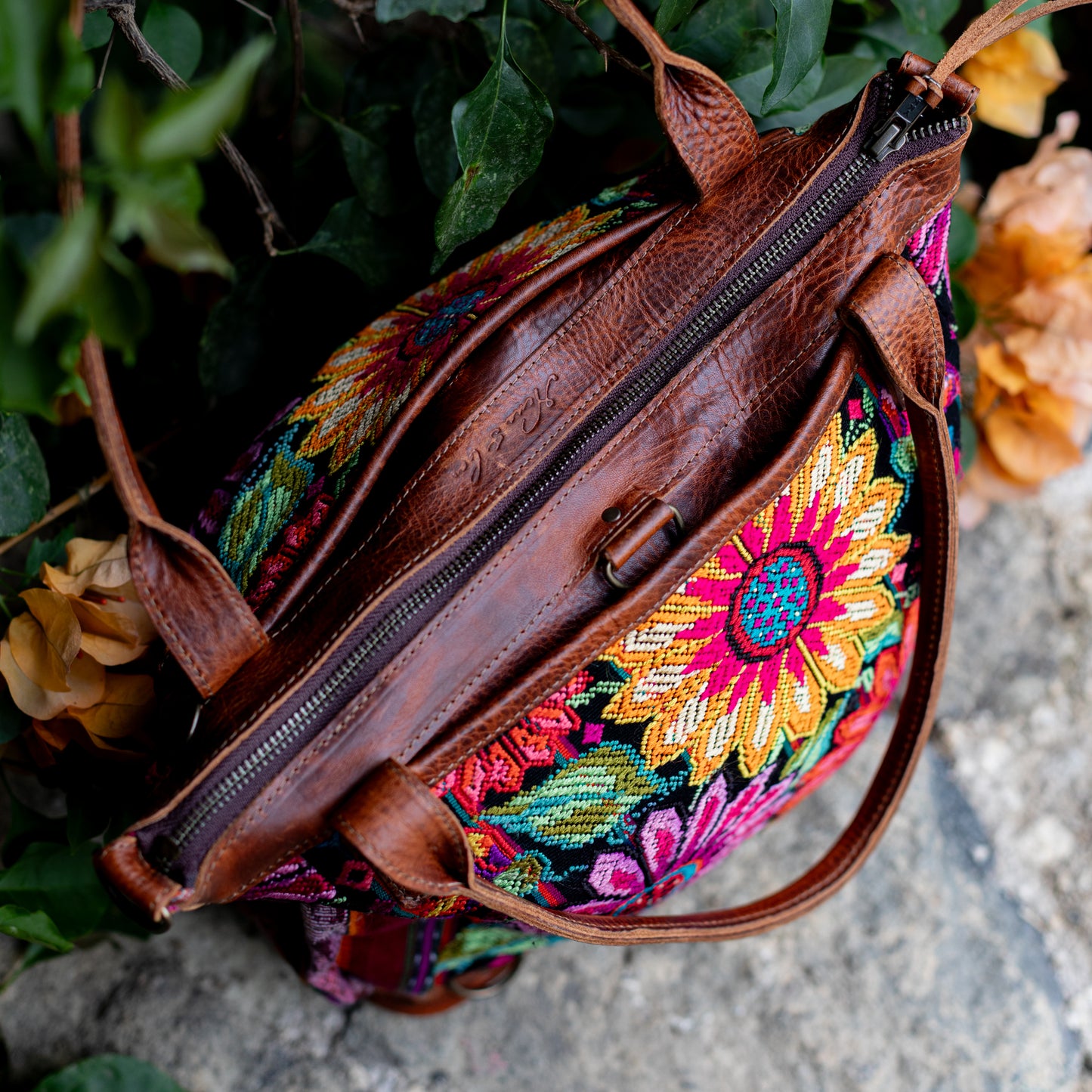 THE MEDIUM PERFECT BAG - OOAK HUIPIL - HONEY - NO. 17681 **SHIP WINDOW**
