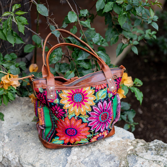 THE MEDIUM PERFECT BAG - OOAK HUIPIL - HONEY - NO. 17681 **SHIP WINDOW**