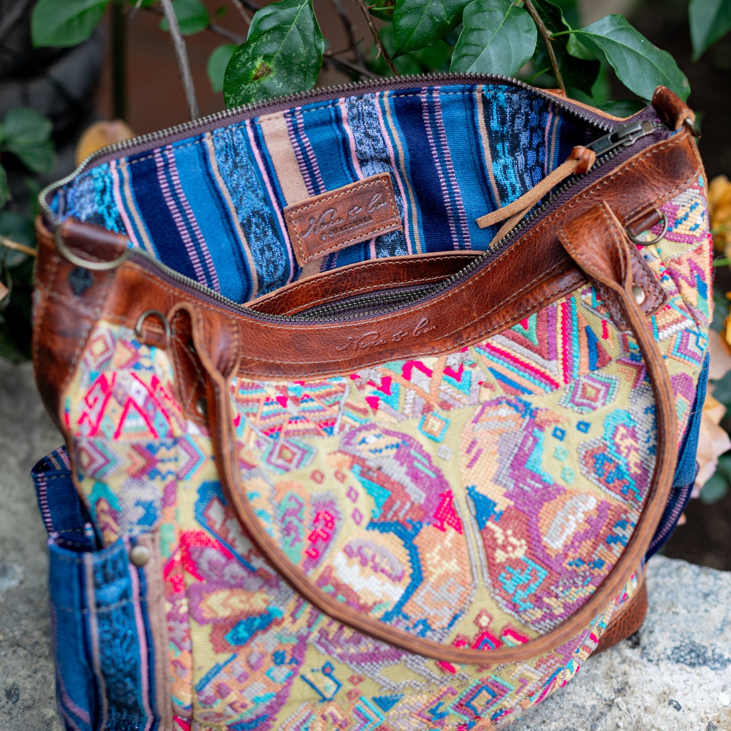THE MEDIUM PERFECT BAG - OOAK HUIPIL - HONEY - NO. 17684 **SHIP WINDOW**