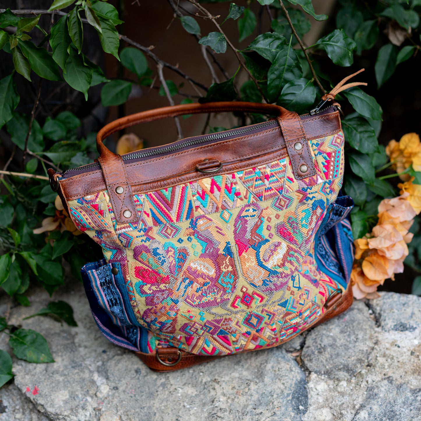 THE MEDIUM PERFECT BAG - OOAK HUIPIL - HONEY - NO. 17684 **SHIP WINDOW**