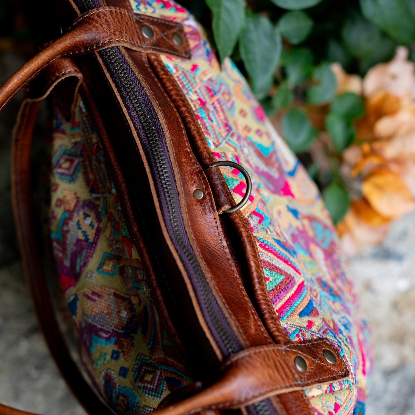 THE MEDIUM PERFECT BAG - OOAK HUIPIL - HONEY - NO. 17684 **SHIP WINDOW**