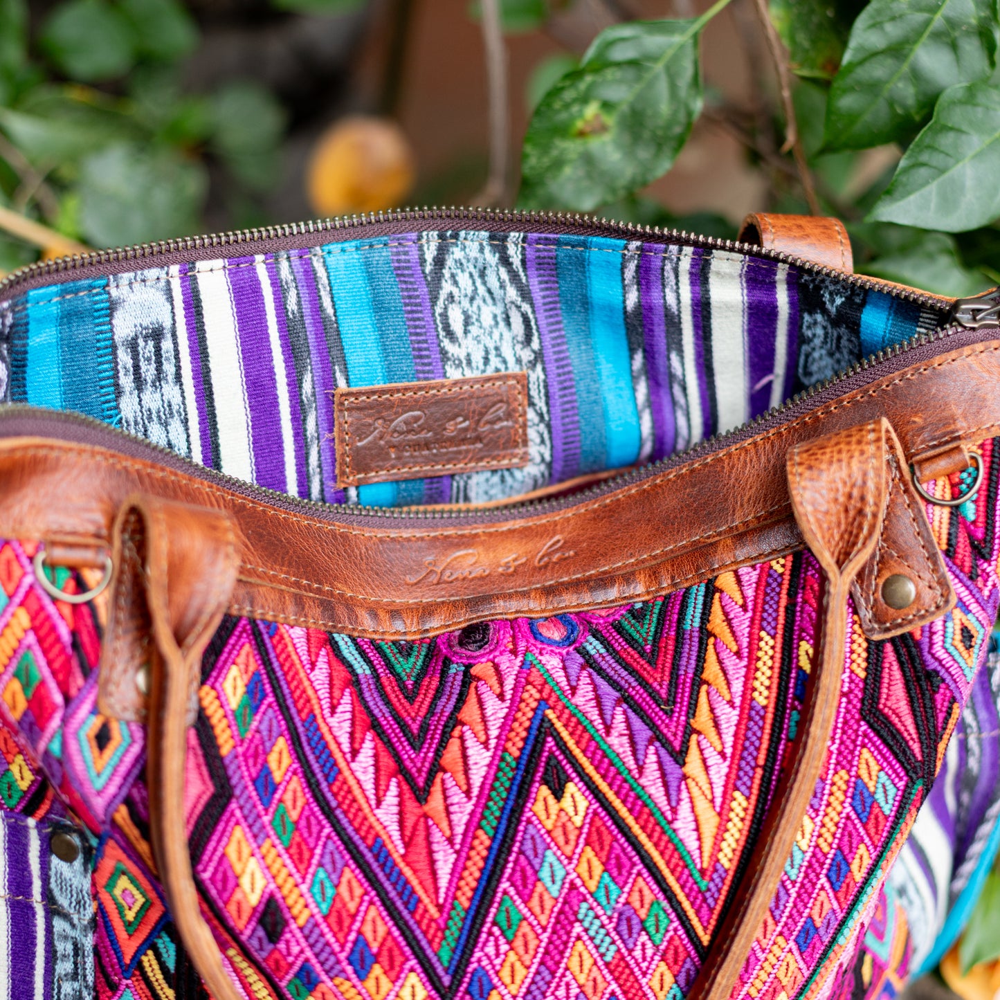 THE MEDIUM PERFECT BAG - OOAK HUIPIL - HONEY - NO. 17682 **SHIP WINDOW**