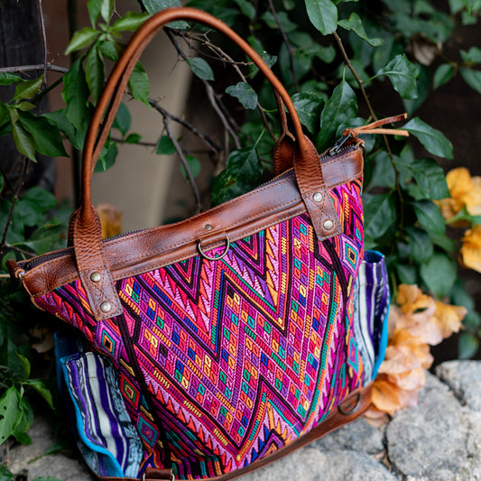 THE MEDIUM PERFECT BAG - OOAK HUIPIL - HONEY - NO. 17682 **SHIP WINDOW**