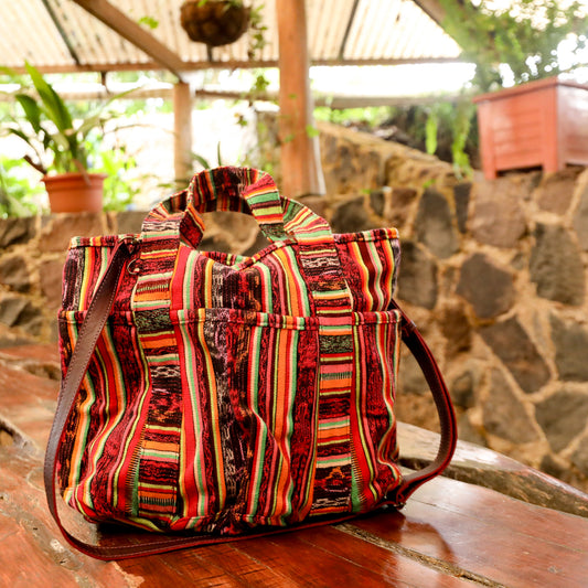 **SHIP WINDOW** SMALL SANTI TOTE SET - VINTAGE CORTE - VINO TINTO - NO. 201675