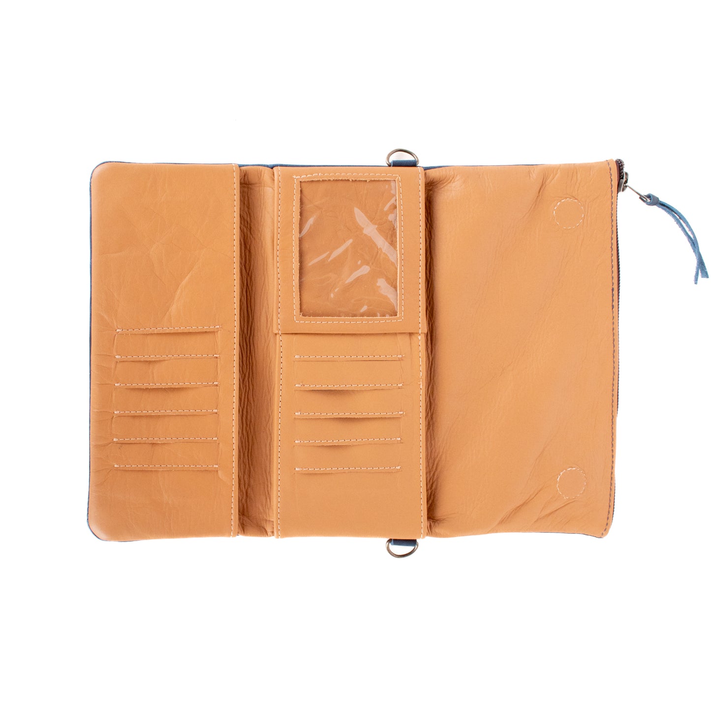 TRI-FOLD WALLET - FULL LEATHER - NAVY