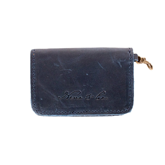 CARD CASE WITH CLASP - NAVY
