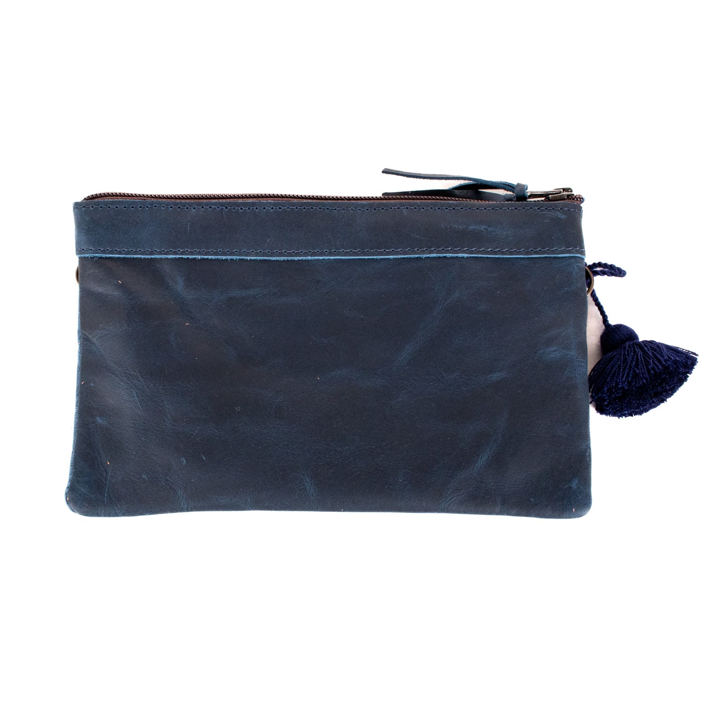 **SHIP WINDOW** DOUBLE CLUTCH + VIVI STRAP SET - FULL LEATHER - NAVY