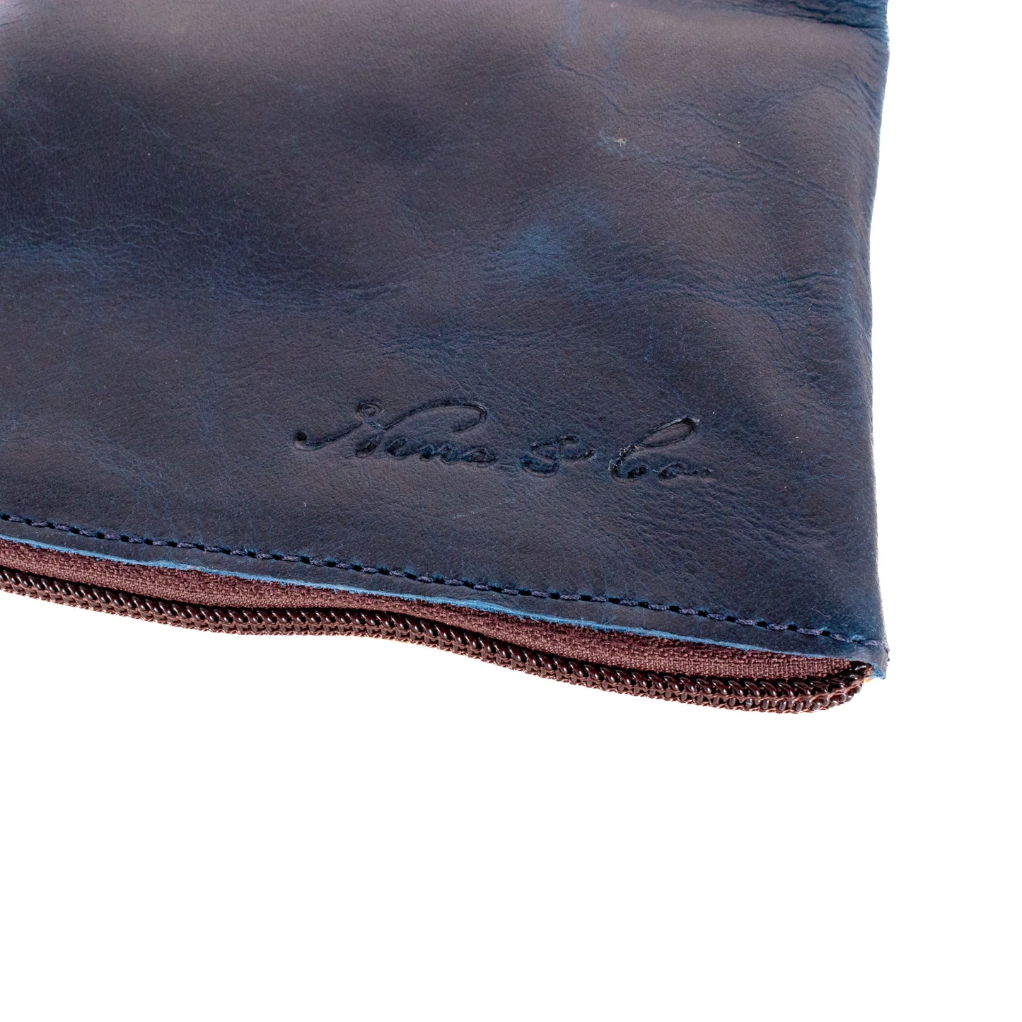 TRI-FOLD WALLET - FULL LEATHER - NAVY