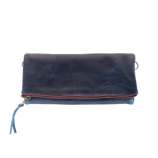 TRI-FOLD WALLET - FULL LEATHER - NAVY