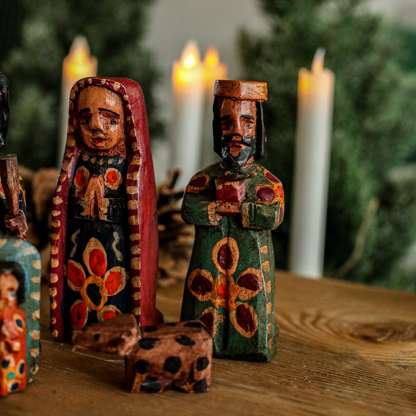 HAND PAINTED WOODEN NATIVITY - LARGE - NO. 10008