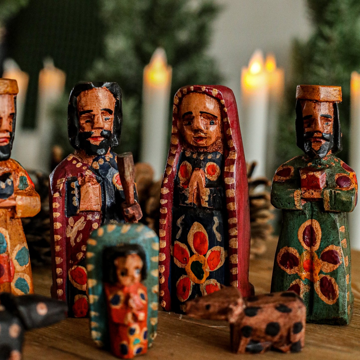 HAND PAINTED WOODEN NATIVITY - LARGE - NO. 10008