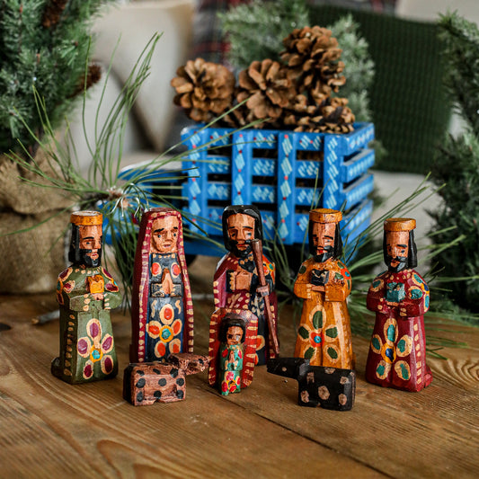 HAND PAINTED WOODEN NATIVITY - LARGE - NO. 10010