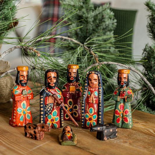 HAND PAINTED WOODEN NATIVITY - LARGE - NO. 10011